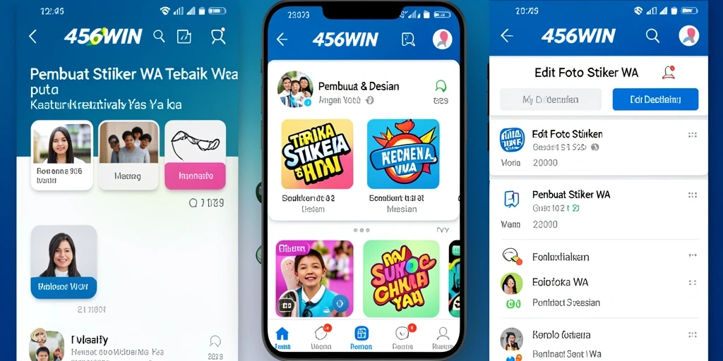 Tampilan antarmuka aplikasi 456WIN untuk membuat stiker WA.