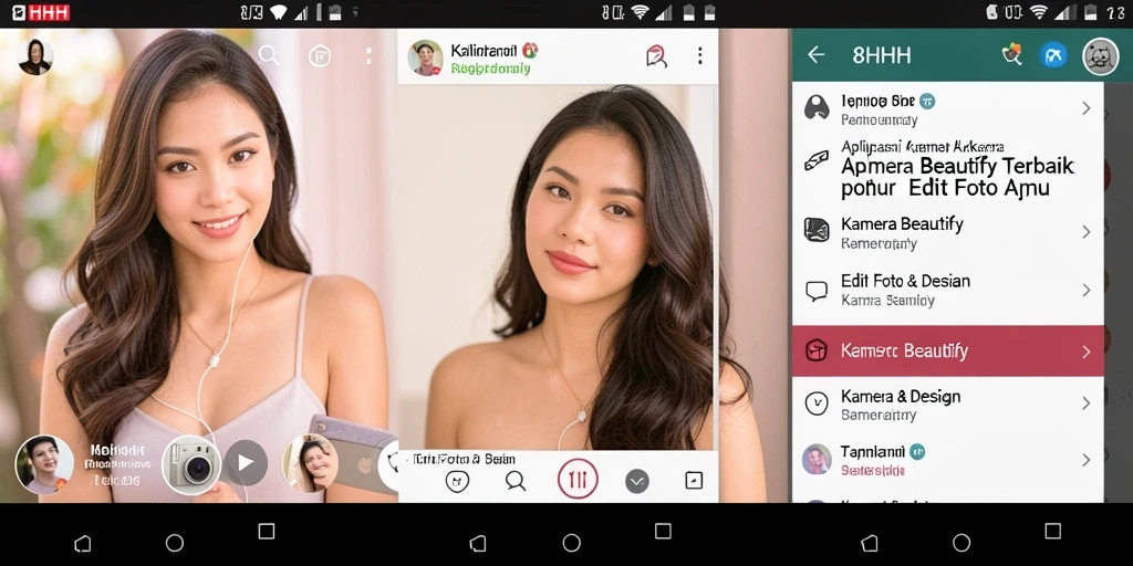 Antarmuka aplikasi 8HHH untuk edit foto Kamera Beautify.