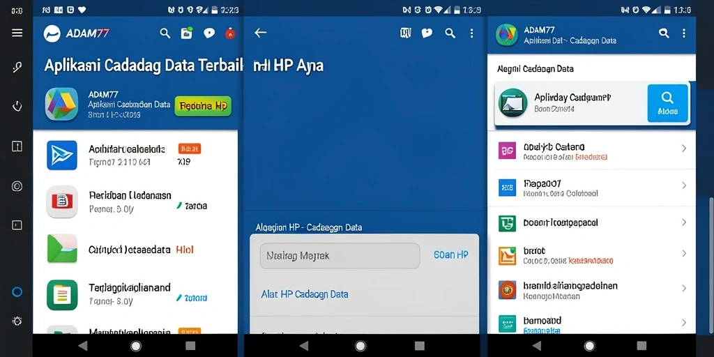 Tampilan antarmuka ADAM77 yang sederhana dan fungsional untuk cadangan data.