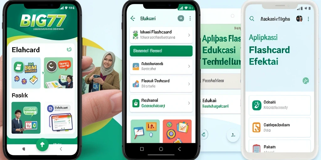 Tampilan utama aplikasi BIG77 dengan Flashcard interaktif.