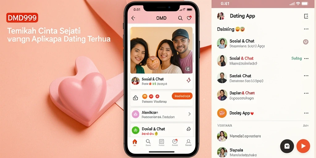 Screenshot aplikasi DMD999 menunjukkan fitur pencocokan yang intuitif dan modern.
