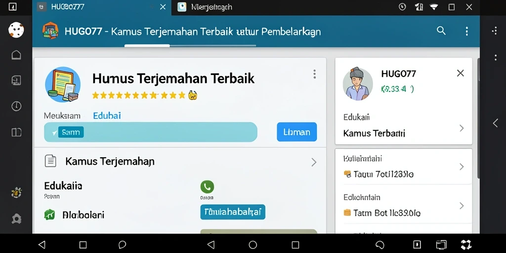 Tampilan antarmuka HUGO77 dengan fungsi Kamus Terjemahan yang intuitif.